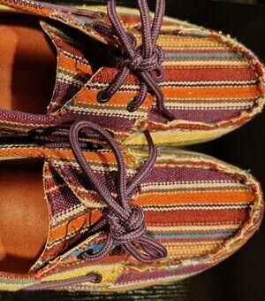 Twisted X Women's WDM0047 Purple Multi Serape Stripe Driving Mocs Boat Sz 8.5
